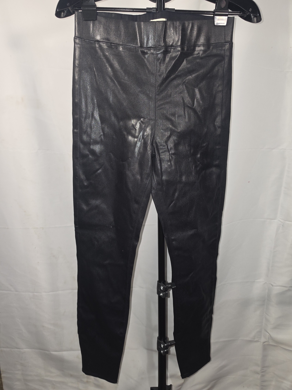 L’AGENCE Rochelle Coated Pull-On Jeans Black High Rise Skinny Stretch Size Large